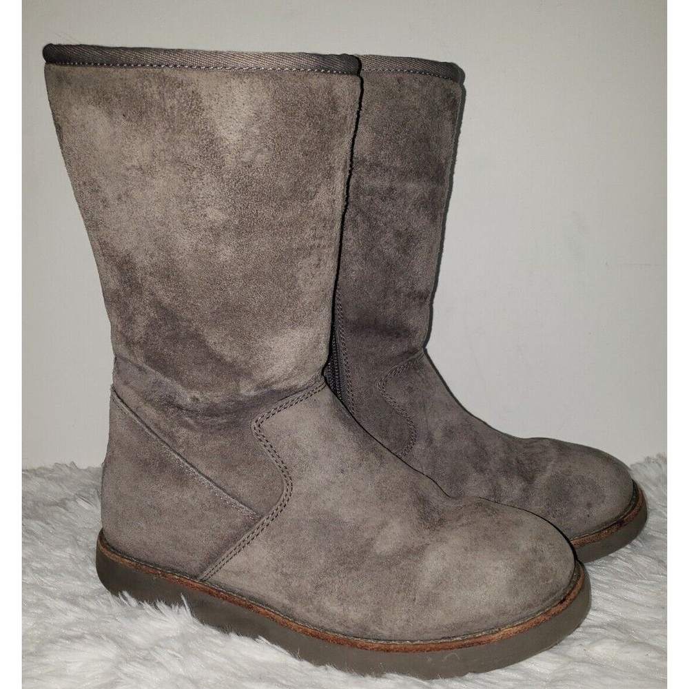 Women's Gray Suede Mid-Calf Boots